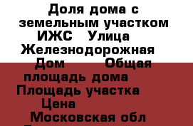 Доля дома с земельным участком ИЖС › Улица ­ 1 Железнодорожная › Дом ­ 15 › Общая площадь дома ­ 50 › Площадь участка ­ 8 › Цена ­ 5 200 000 - Московская обл., Балашихинский р-н, Балашиха г. Недвижимость » Дома, коттеджи, дачи продажа   
